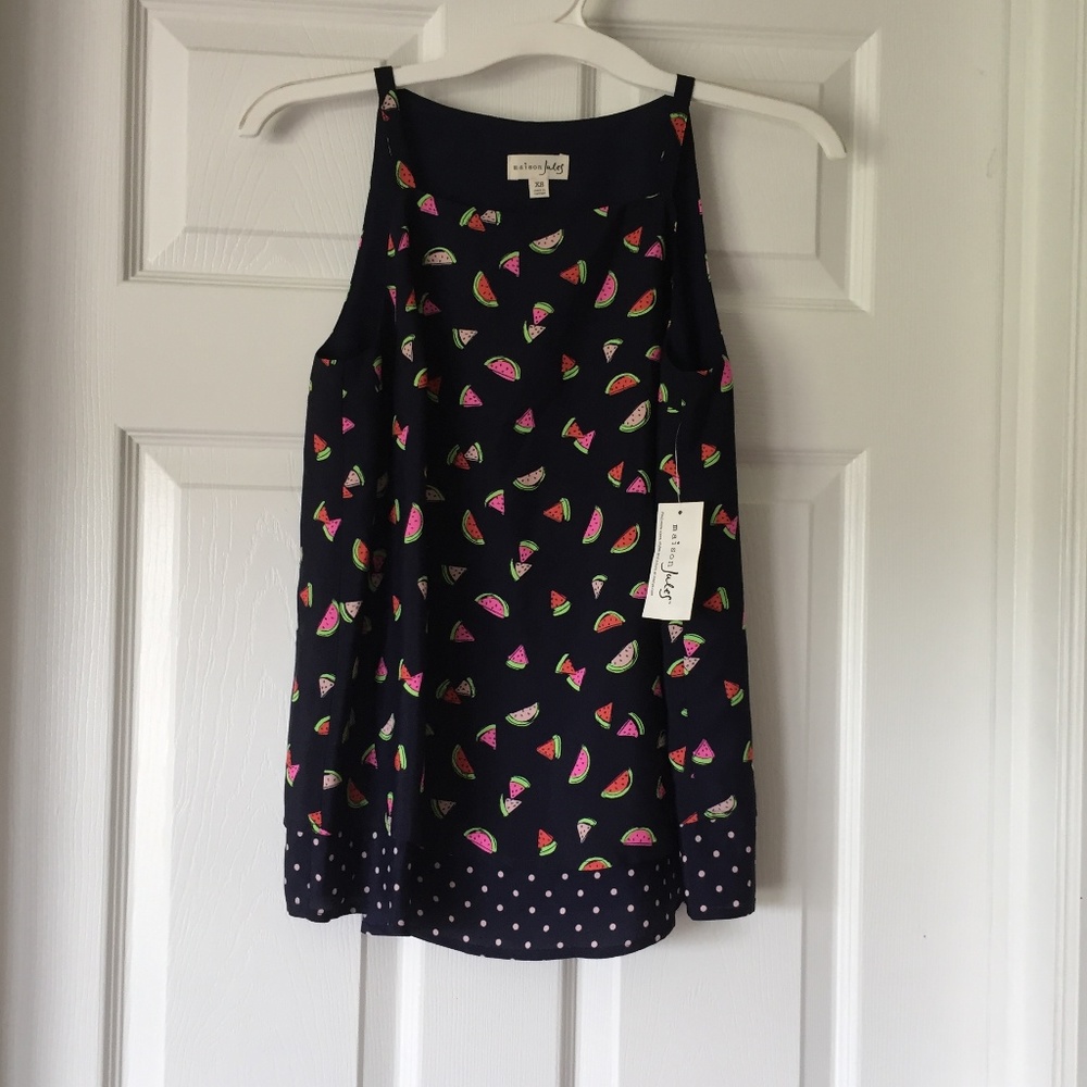 New Watermelon Print Layered Sleeveless Blouse - Picture 3 of 6